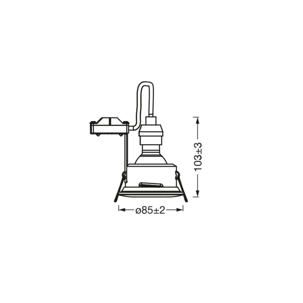Bakside av LED innbyggingsspot RECESS hvit Ø9 cm IP65 GU10 4,3W