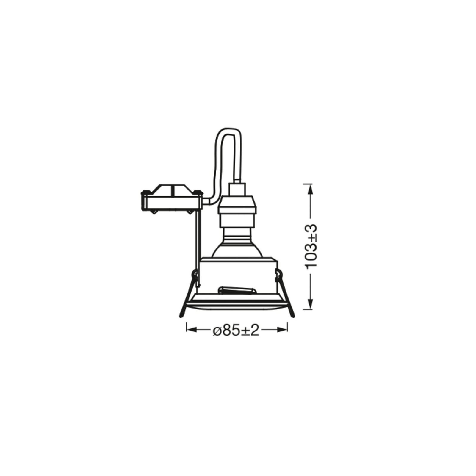 Bakside av LED innbyggingsspot RECESS hvit Ø9 cm IP65 GU10 4,3W