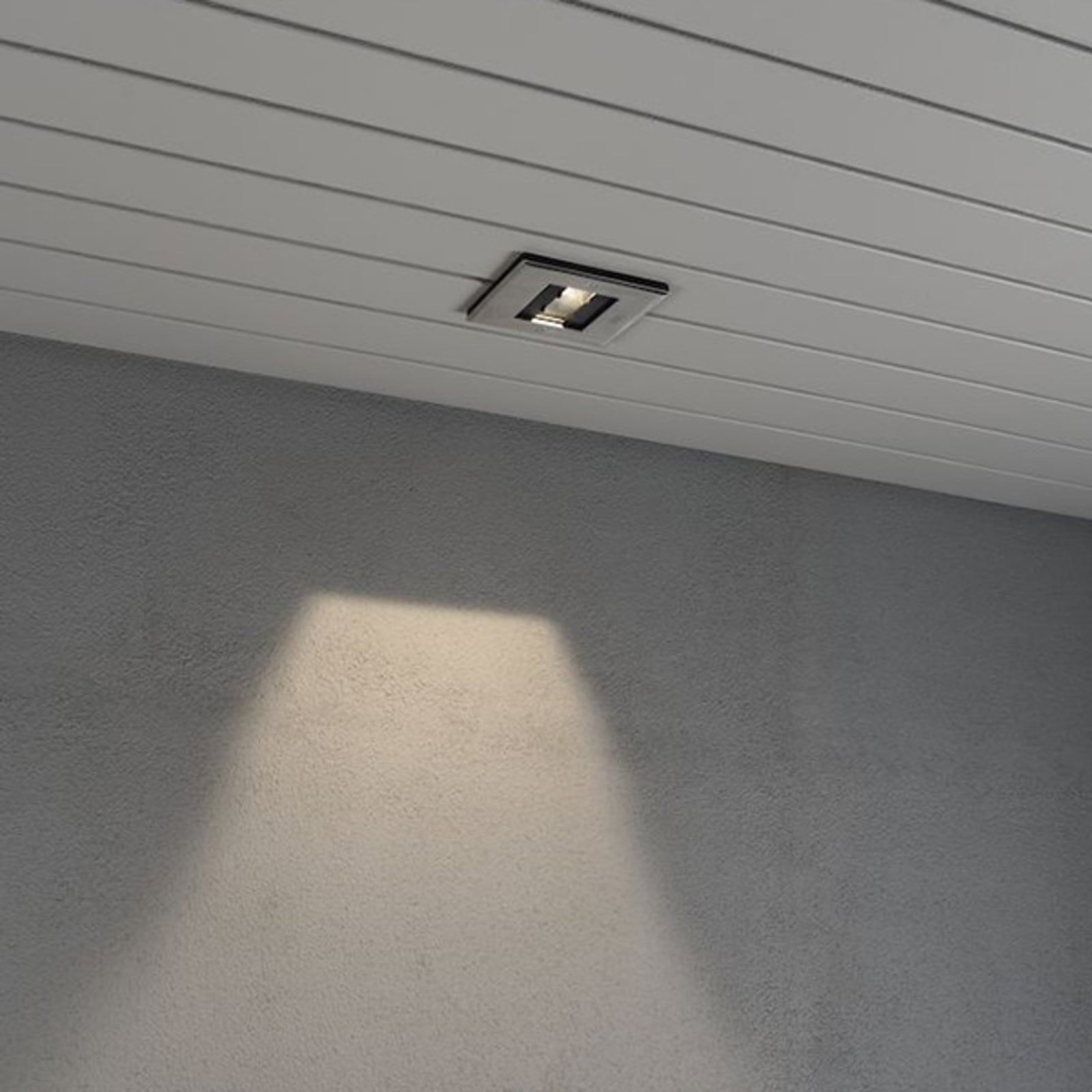 LED innbyggingsspot Recessed Spot firkantet 5W IP44 detalj av lysutslipp