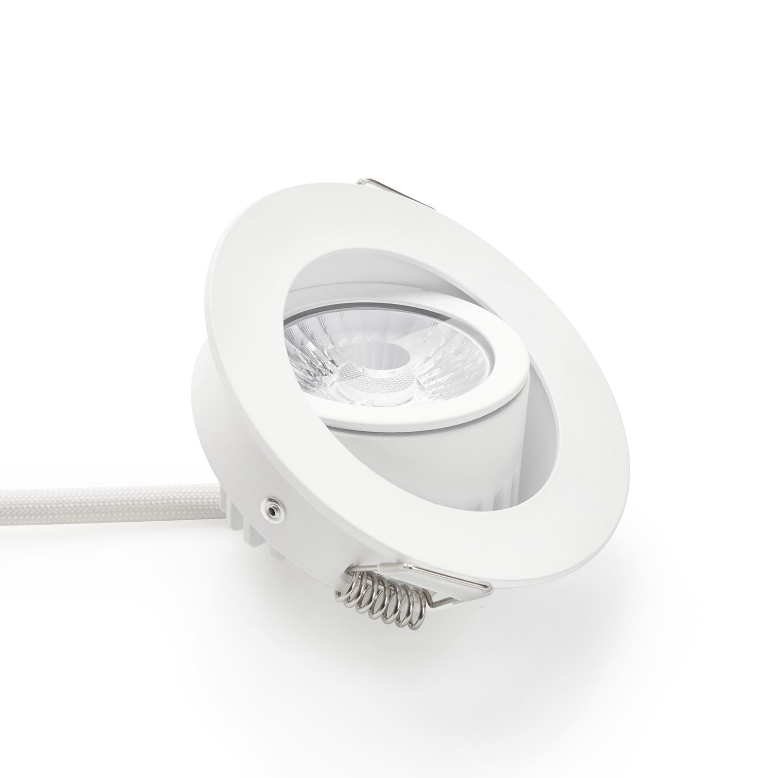 LED innbyggingsspot Rico dimbar hvit 6,5W svingbar IP44 montert i tak
