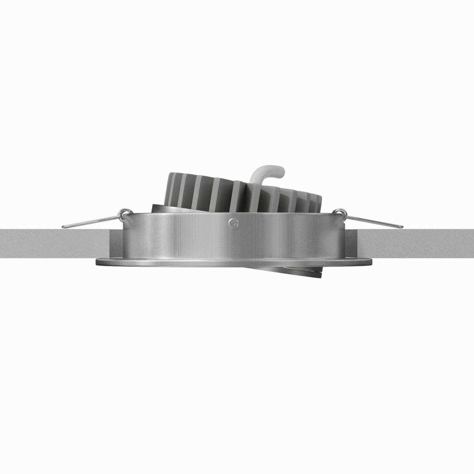 Detalj av aluminiumskonstruksjon på LED innbyggingsspot Rico dimbar stål IP44 Ø8 cm 6,5W