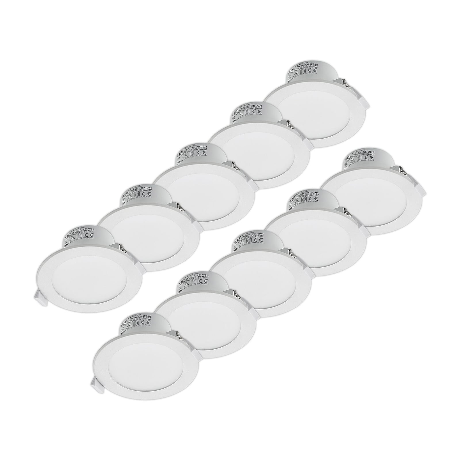 LED innbyggingsspot Rida 10-pack hvit Ø12 cm CCT IP44 forfra