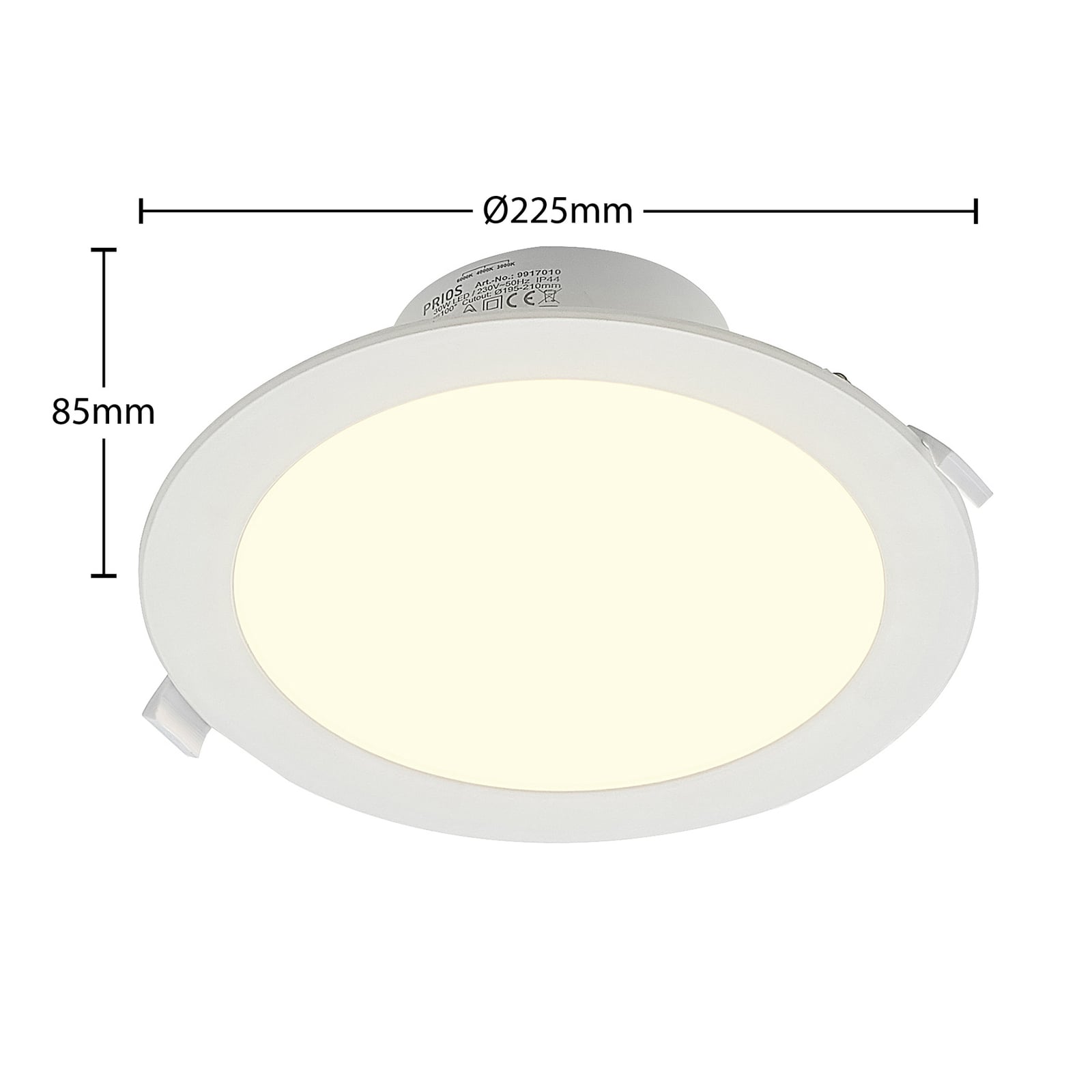 Nærbilde av LED innbyggingsspot Rida hvit Ø23 cm 30W CCT dimbar IP44