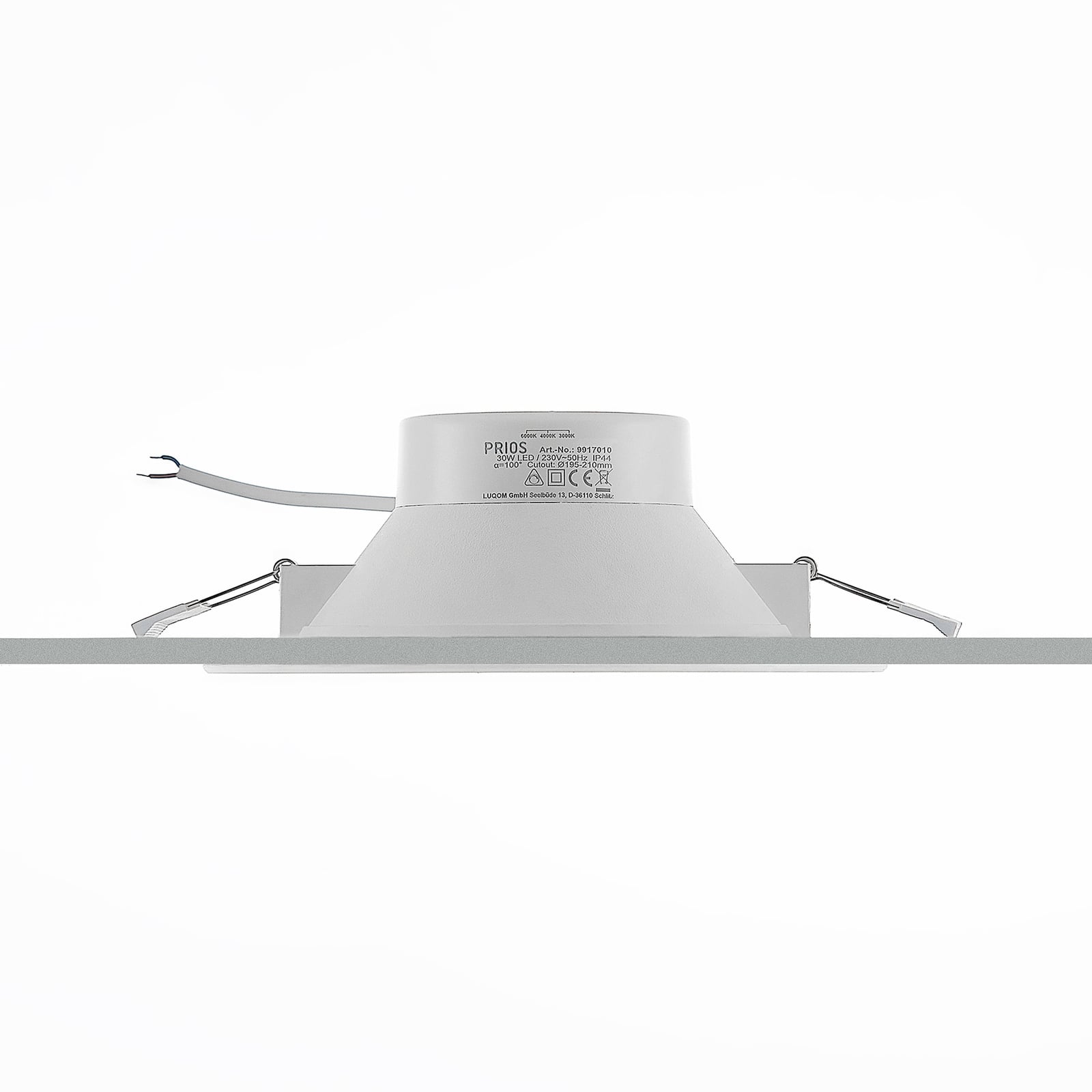 LED innbyggingsspot Rida hvit Ø23 cm 30W CCT dimbar IP44 DIP-bryter