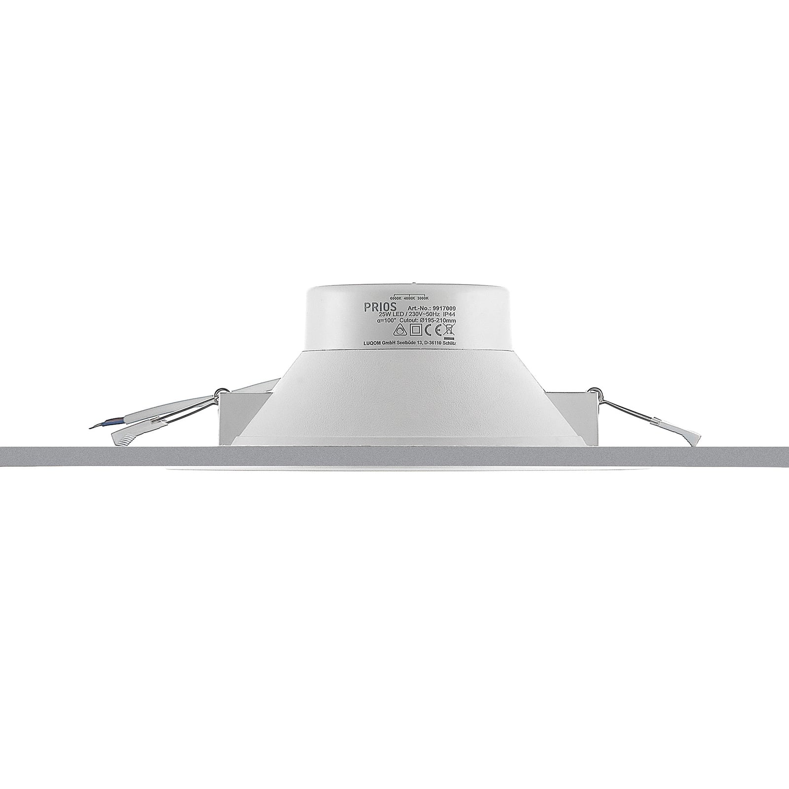 LED innbyggingsspot Rida rund hvit Ø23 cm med DIP-bryter