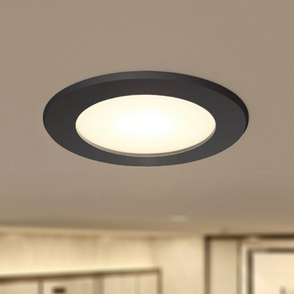 LED innbyggingsspot Rida svart Ø10 cm 7W CCT dimbar IP44 forfra