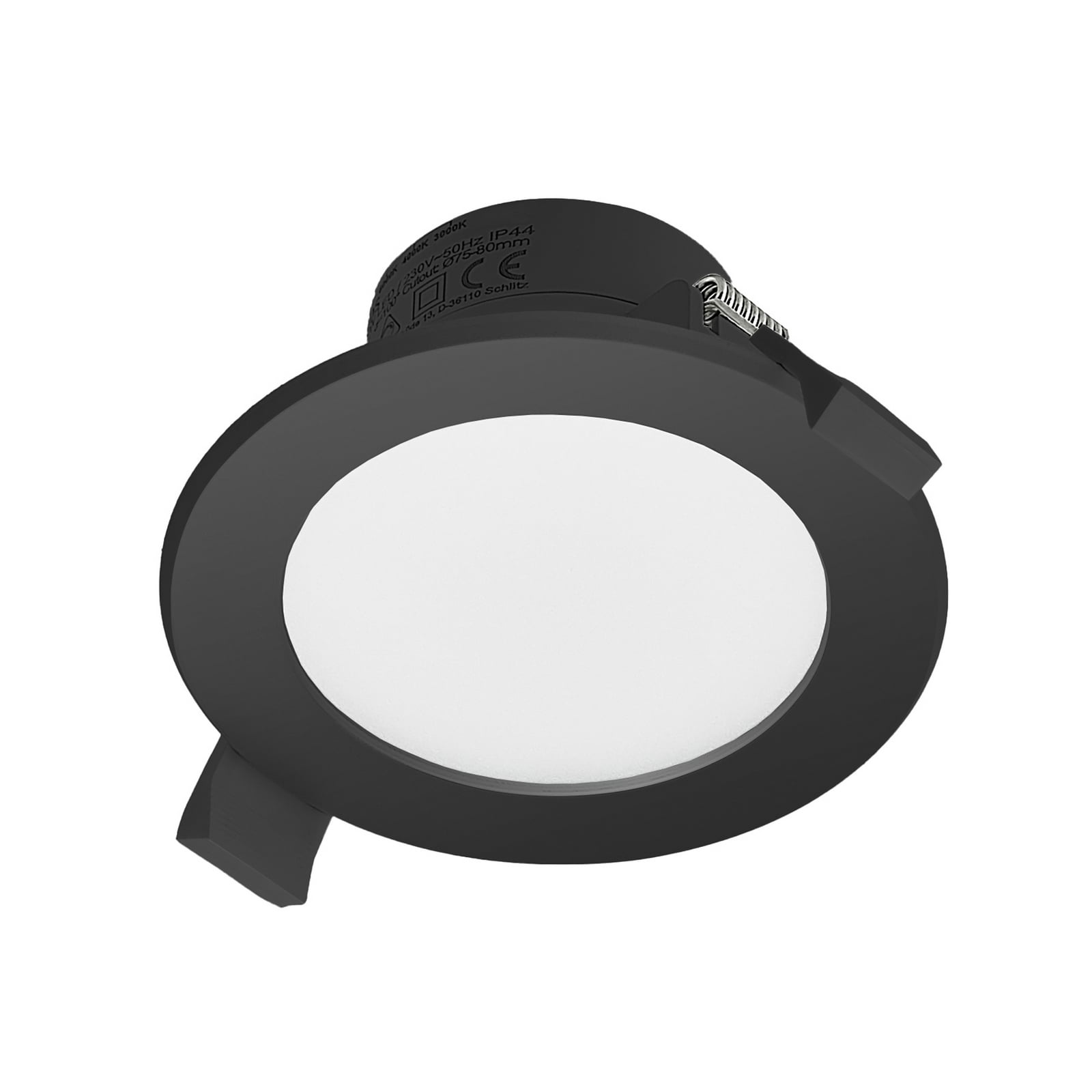 LED innbyggingsspot Rida svart montert i tak