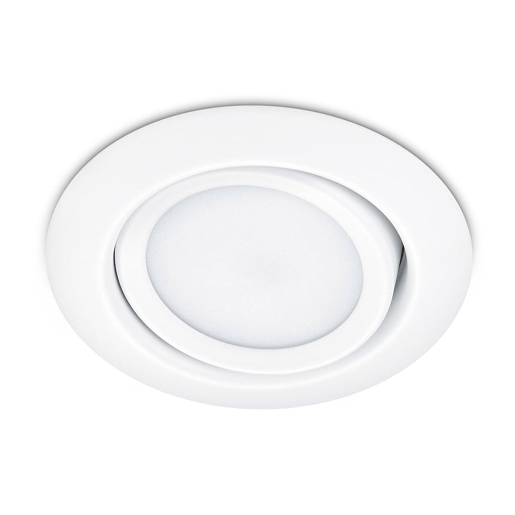 LED innbyggingsspot Rila rund svingbar hvit Ø8,2 cm forfra