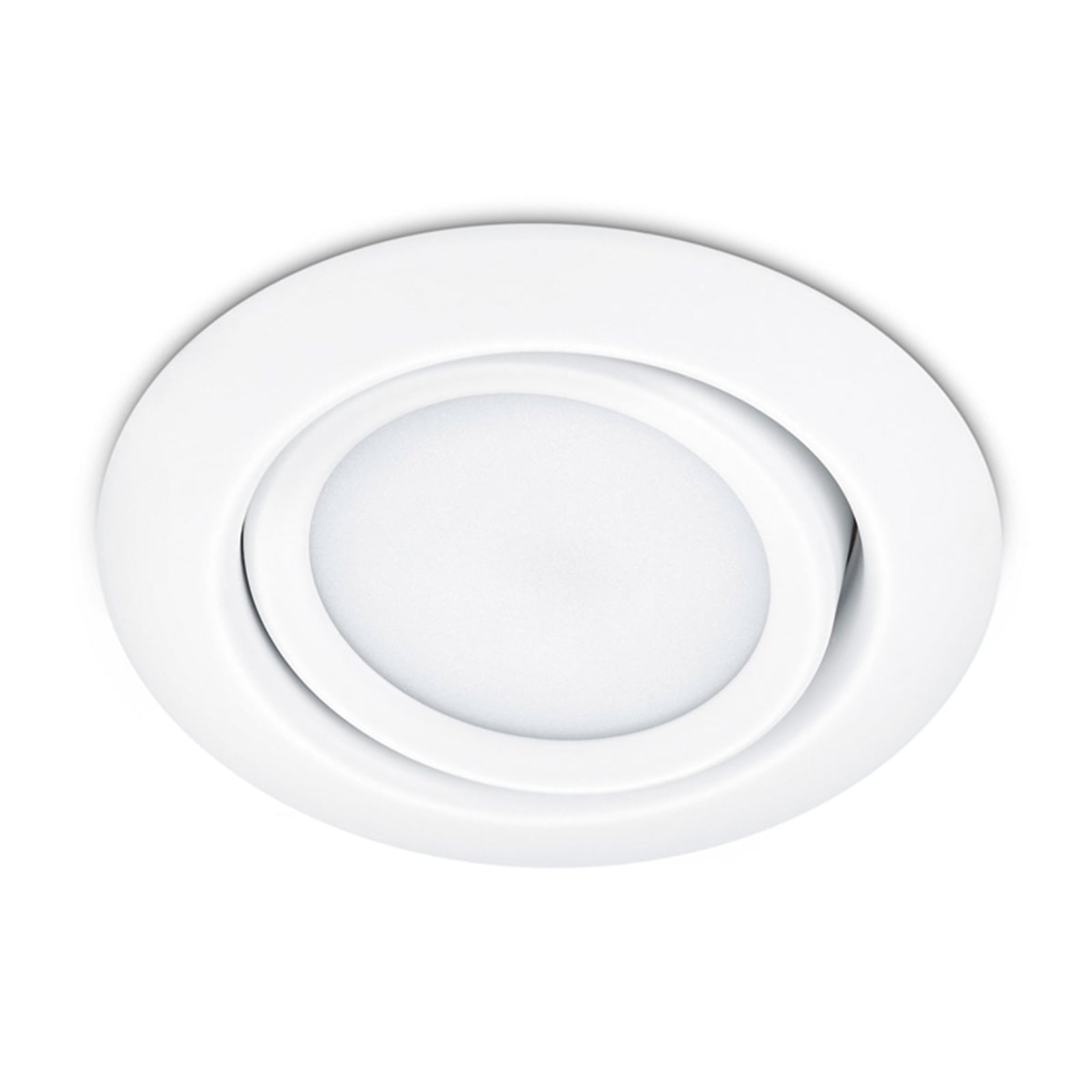 LED innbyggingsspot Rila rund svingbar hvit Ø8,2 cm forfra