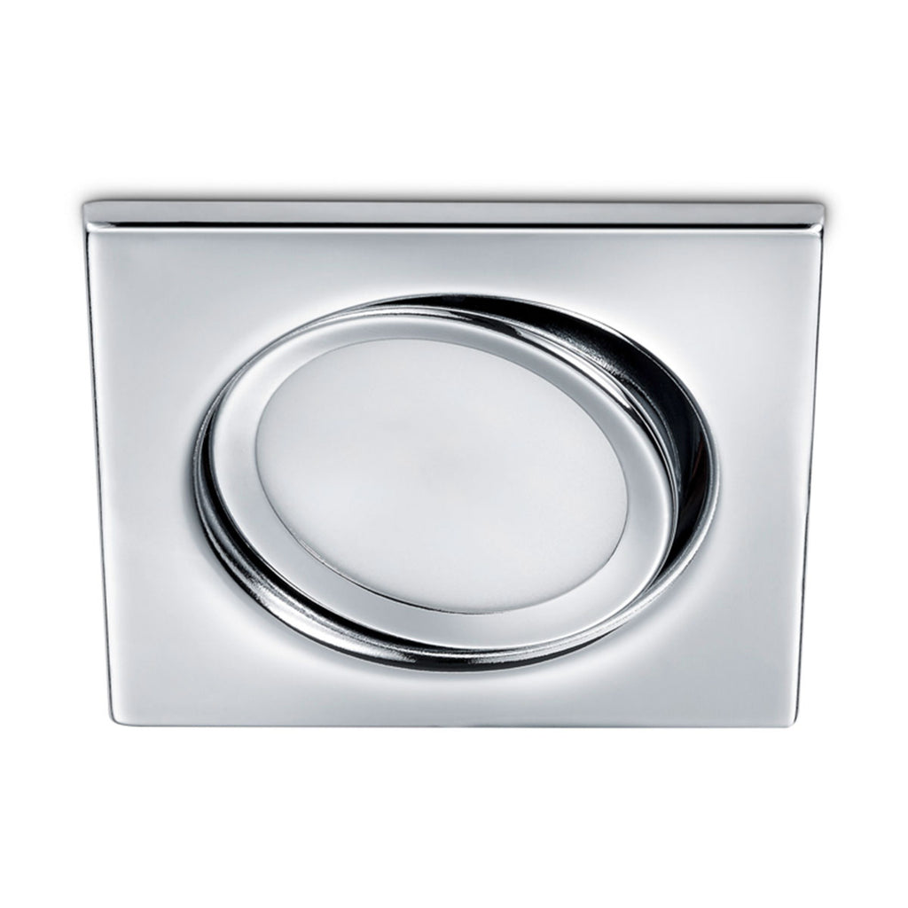 LED innbyggingsspot Rila svingbar krom 8x8 cm 5W forfra