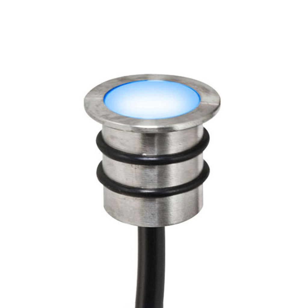 LED innbyggingsspot rund blå Ø1,8 cm 12V IP68 forfra