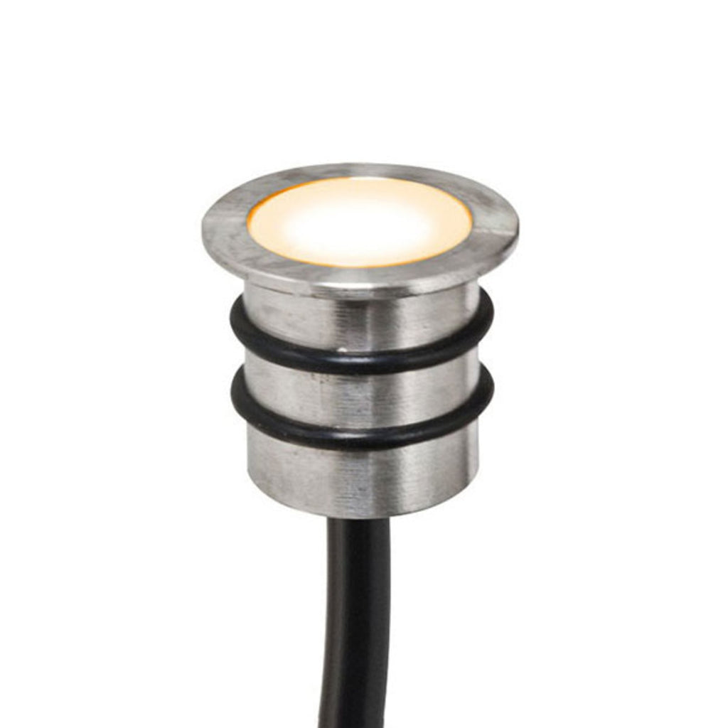 LED innbyggingsspot rustfritt stål Ø1,8 cm 12V IP68 0,2W varmhvit forfra