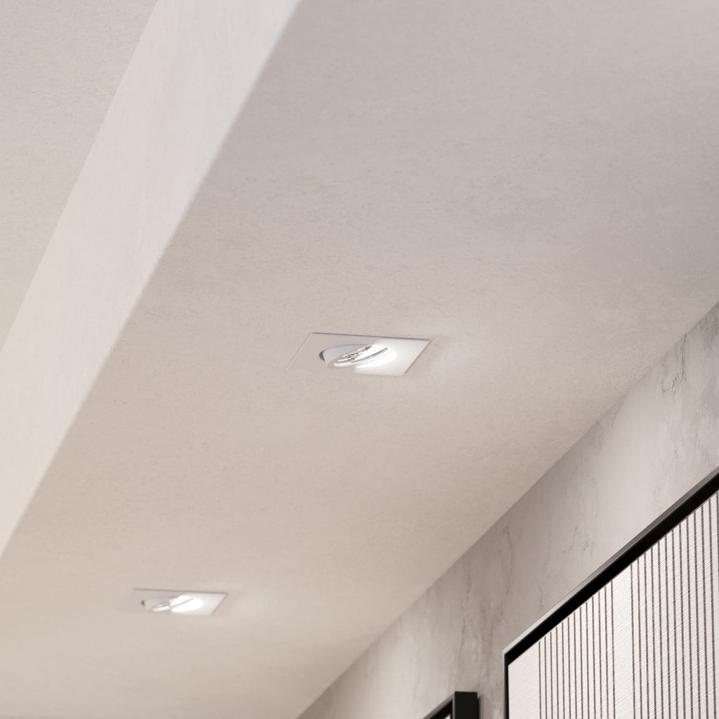LED innbyggingsspot Saliceto firkantet svingbar 4000K hvit forfra