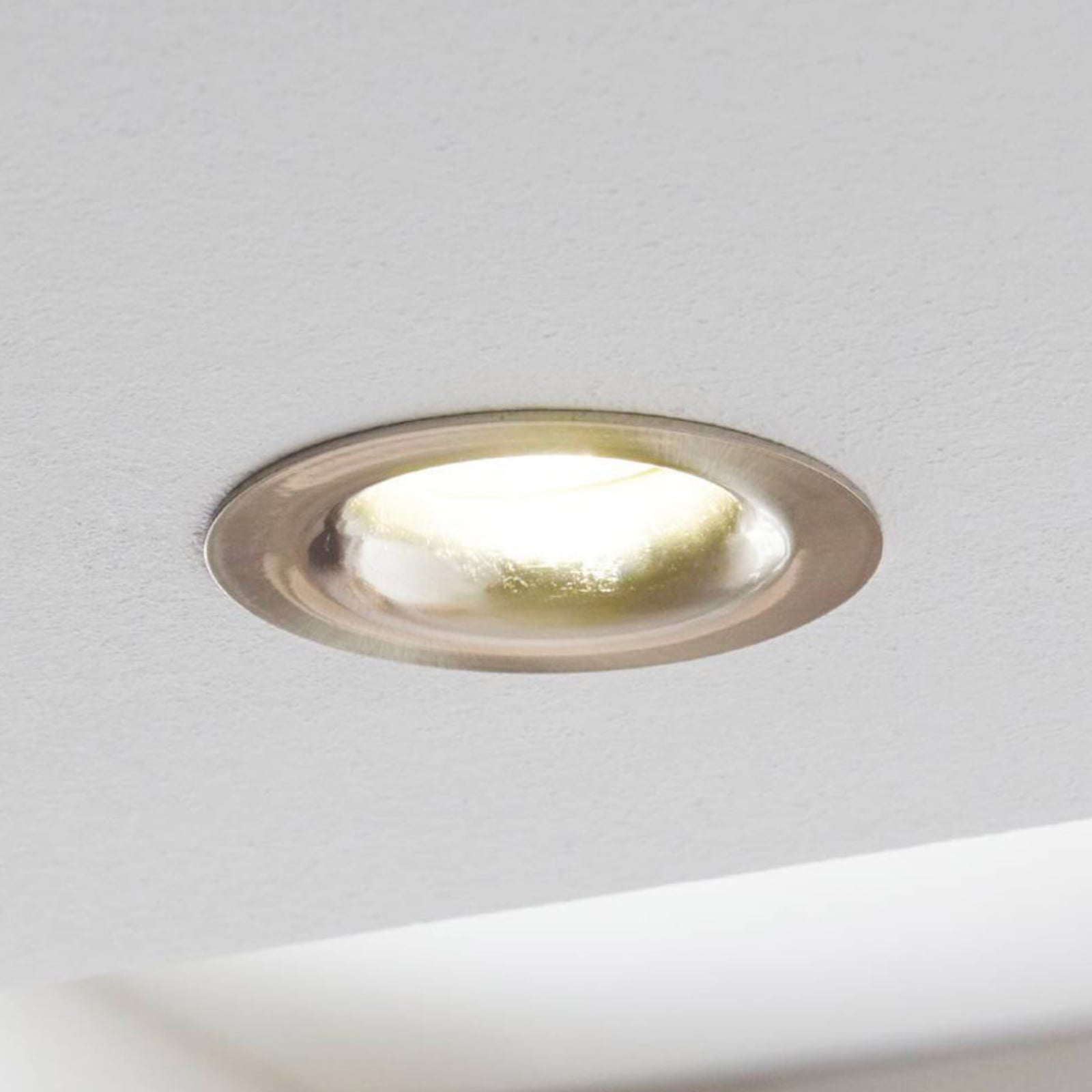 LED innbyggingsspot Saliceto dimbar matt nikkel Ø8,8 cm forfra