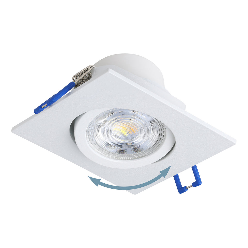 LED innbyggingsspot Saliceto firkantet svingbar 4000K hvit med dimmer kontroll