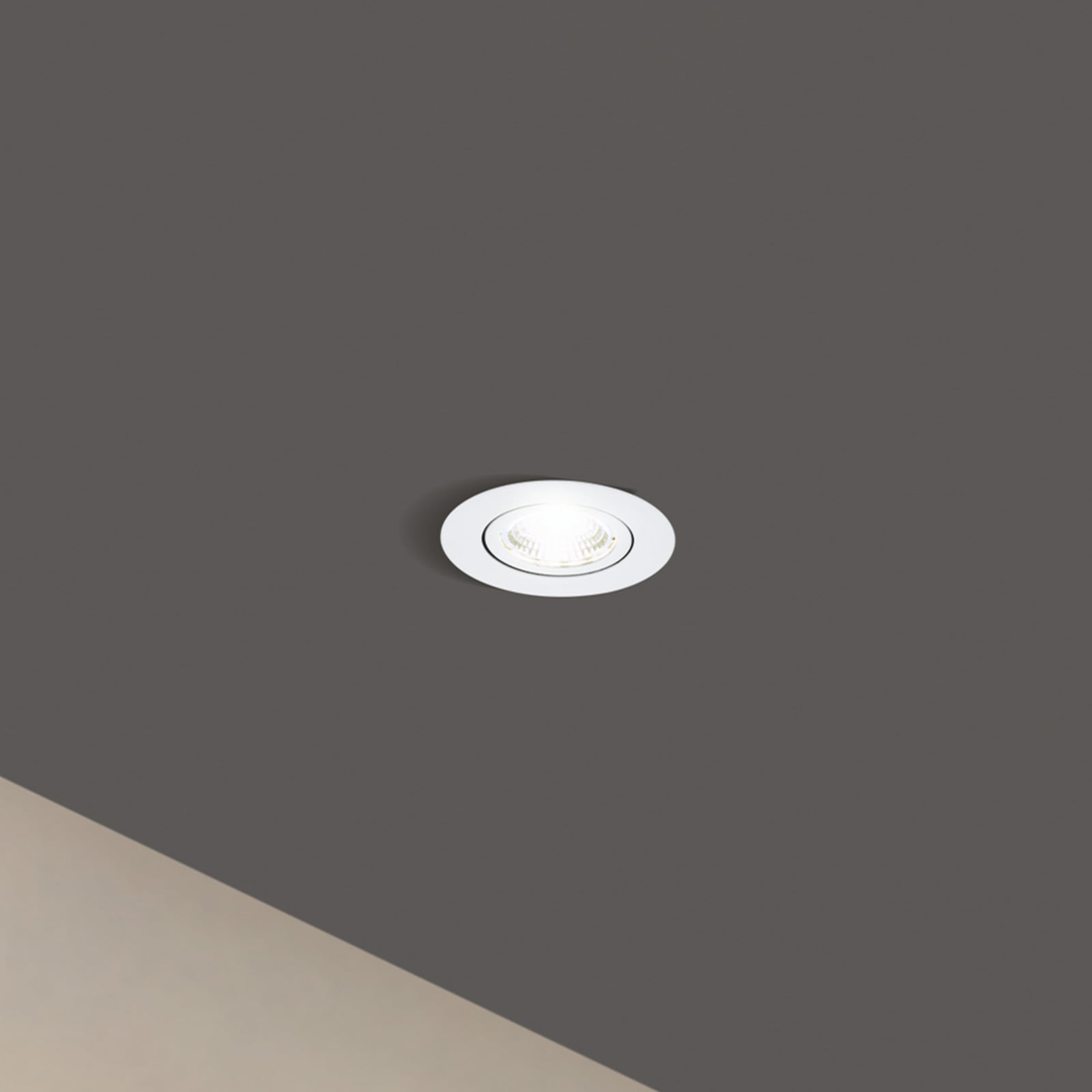 LED innbyggingsspot Saliceto svingbar dimbar hvit 4000K forfra