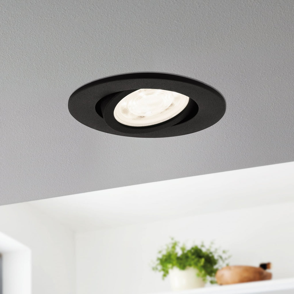 LED innbyggingsspot Saliceto-Z dimbar RGBW Zigbee Ø8,8 cm svart forfra