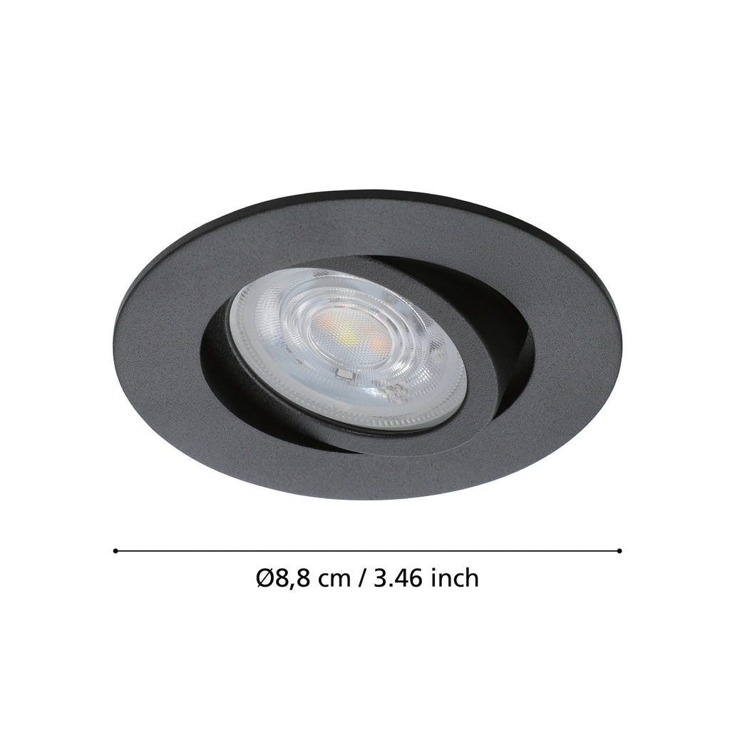 LED innbyggingsspot Saliceto-Z dimbar RGBW Zigbee Ø8,8 cm svart detalj