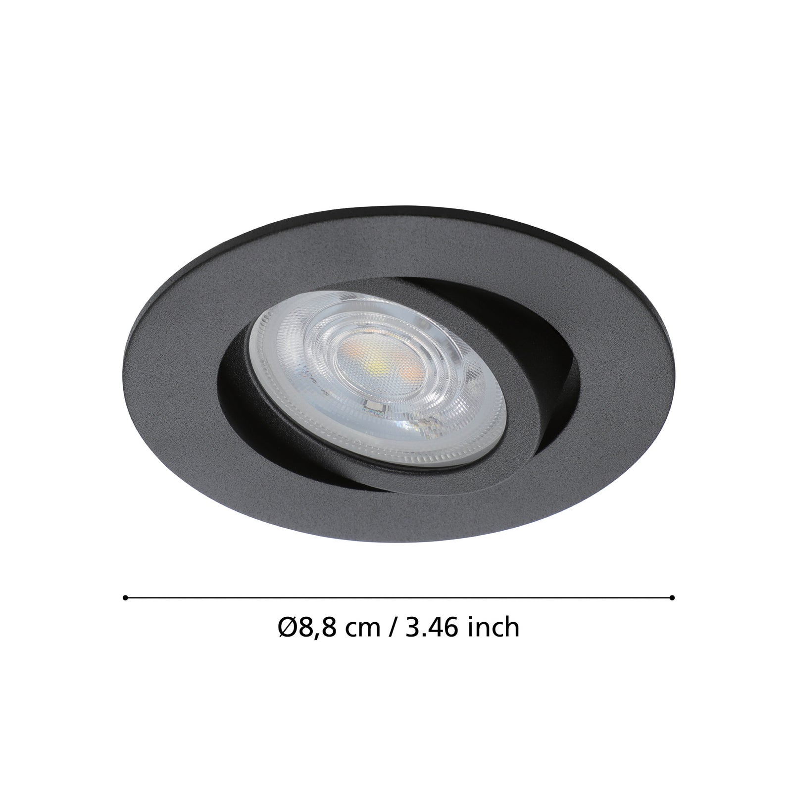 LED innbyggingsspot Saliceto-Z dimbar RGBW Zigbee Ø8,8 cm svart detalj