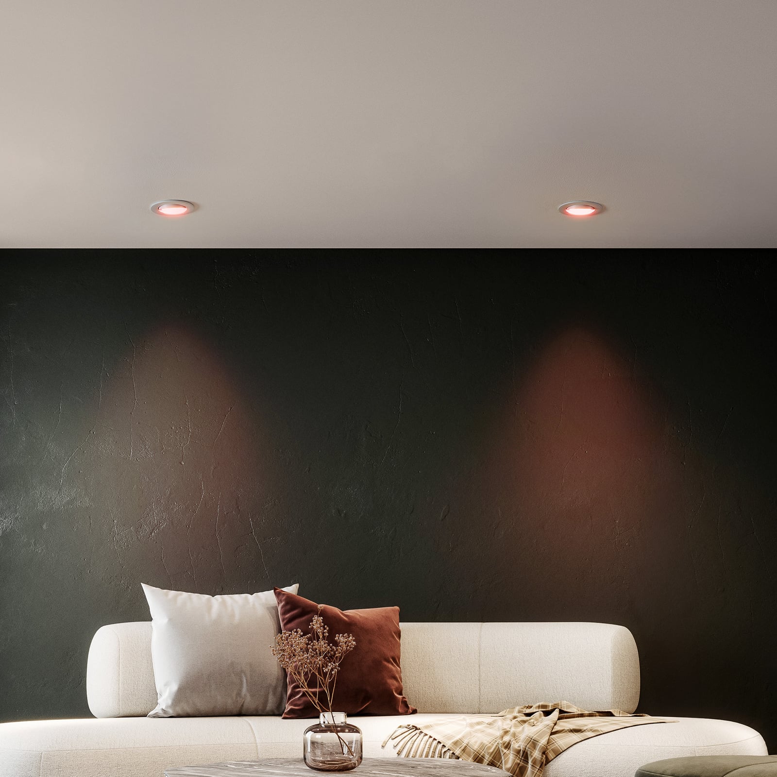LED innbyggingsspot Saliceto-Z RGBW dimbar Ø8,8 cm hvit bakside
