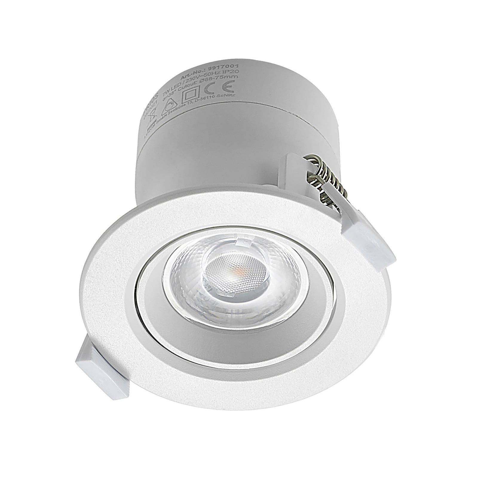 Montert LED innbyggingsspot Shima dimbar hvit 7W 3000K Ø8,5 cm i tak