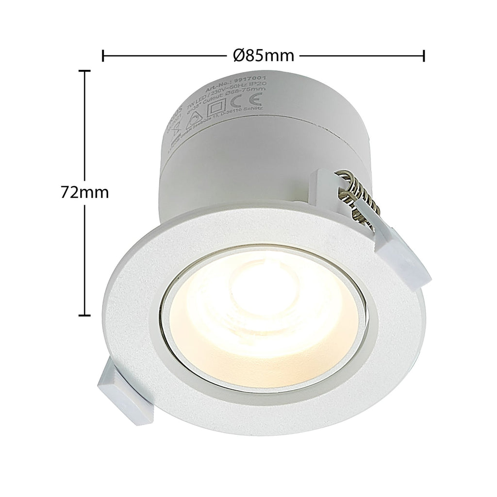 Nærbilde av LED innbyggingsspot Shima dimbar hvit 7W 3000K Ø8,5 cm