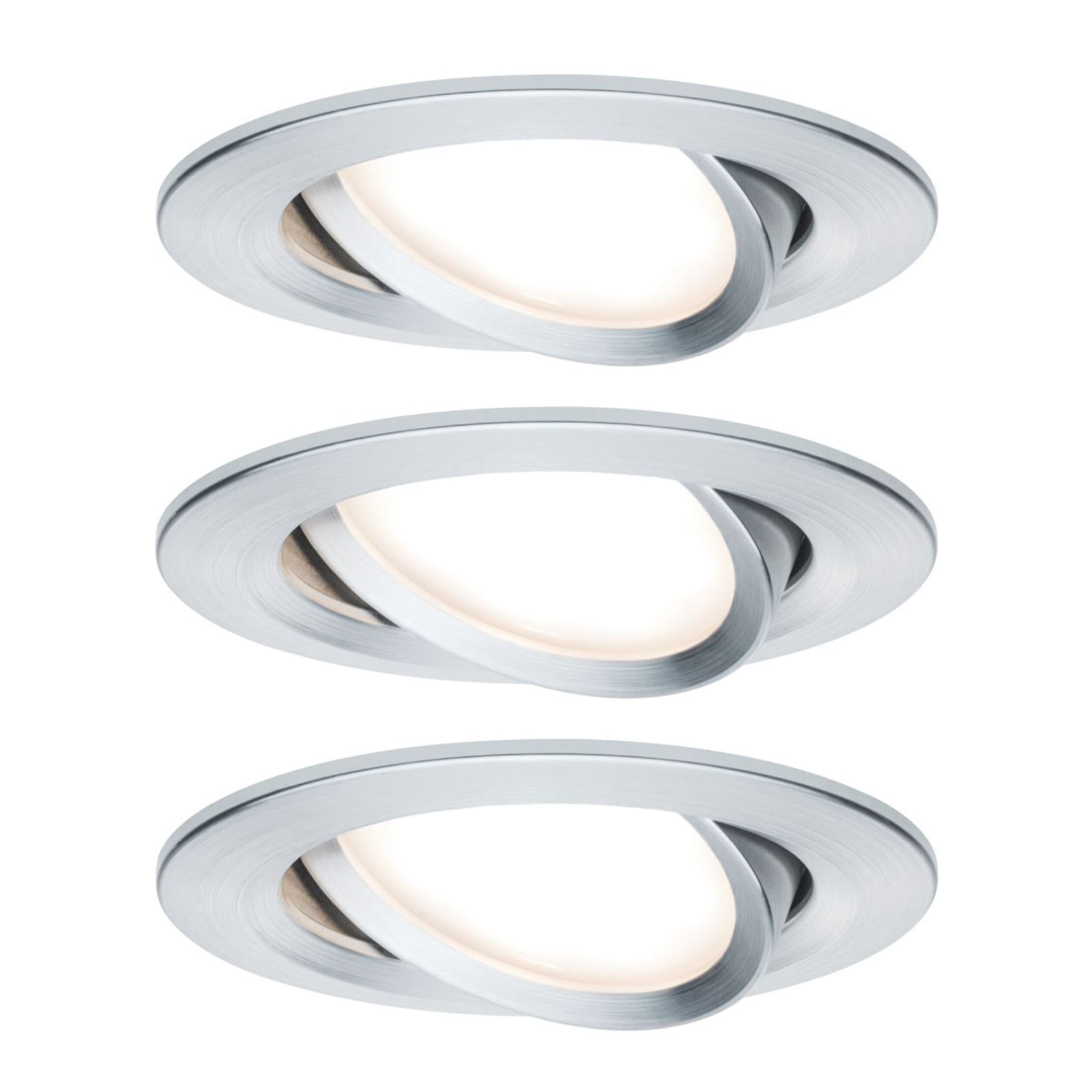 LED innbyggingsspot Slim Coin svingbar dimbar alu 3-pack forfra