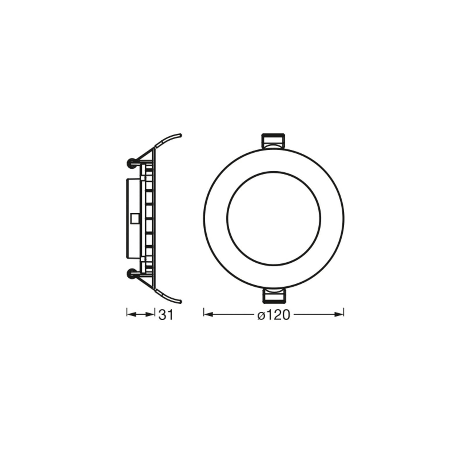Montert LED innbyggingsspot SLIM rund hvit Ø12 cm 8W 6500K kaldhvit i tak