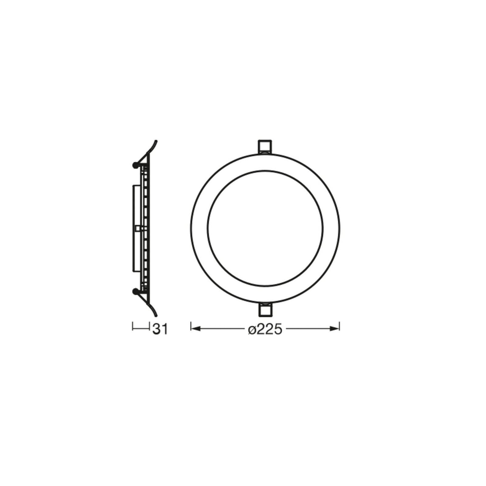 LED innbyggingsspot SLIM rund hvit Ø22,5 cm 22W kaldhvit bakside