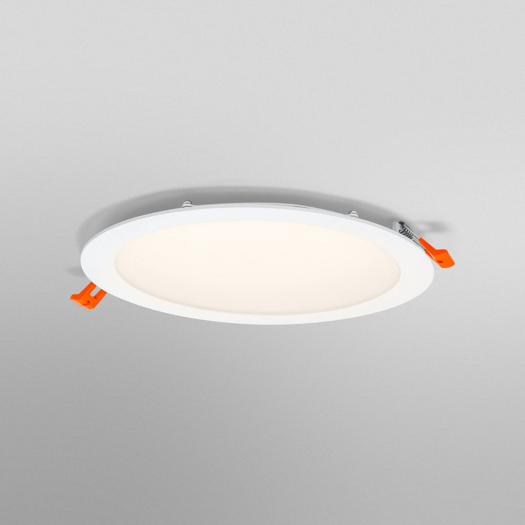 LED innbyggingsspot SLIM rund hvit Ø23 cm montert i tak