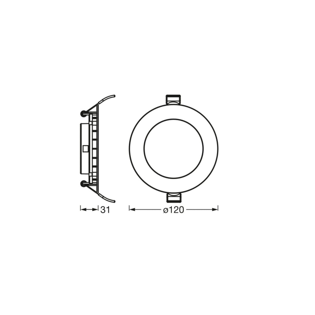 LED innbyggingsspot SLIM rund hvit Ø12 cm 8W 3000K - OSRAM bakside