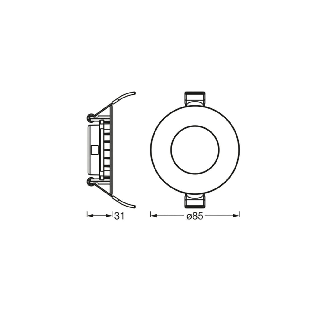 LED innbyggingsspot SLIM rund hvit Ø9 cm 6500K - OSRAM bakside