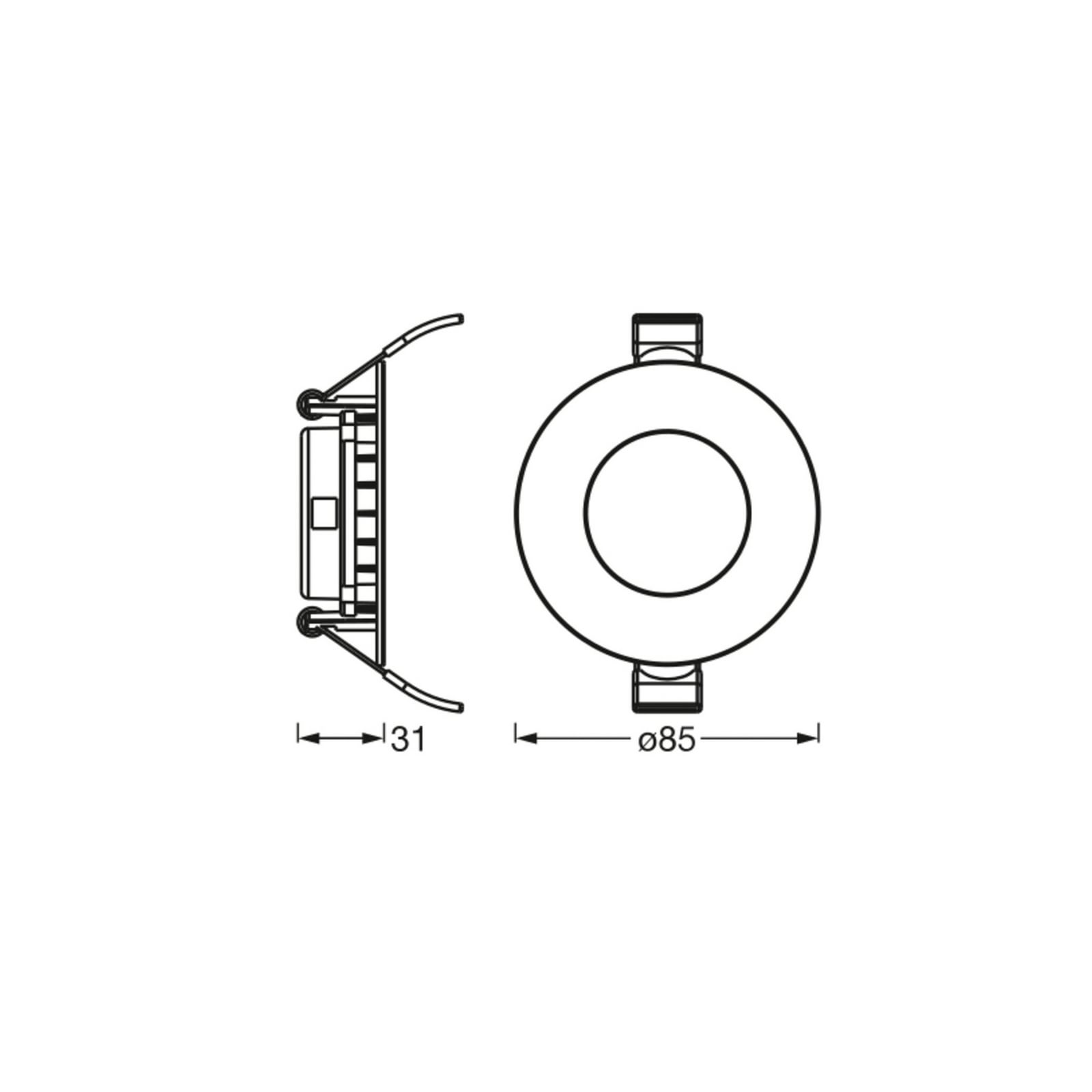 LED innbyggingsspot SLIM rund hvit Ø9 cm 6500K - OSRAM bakside