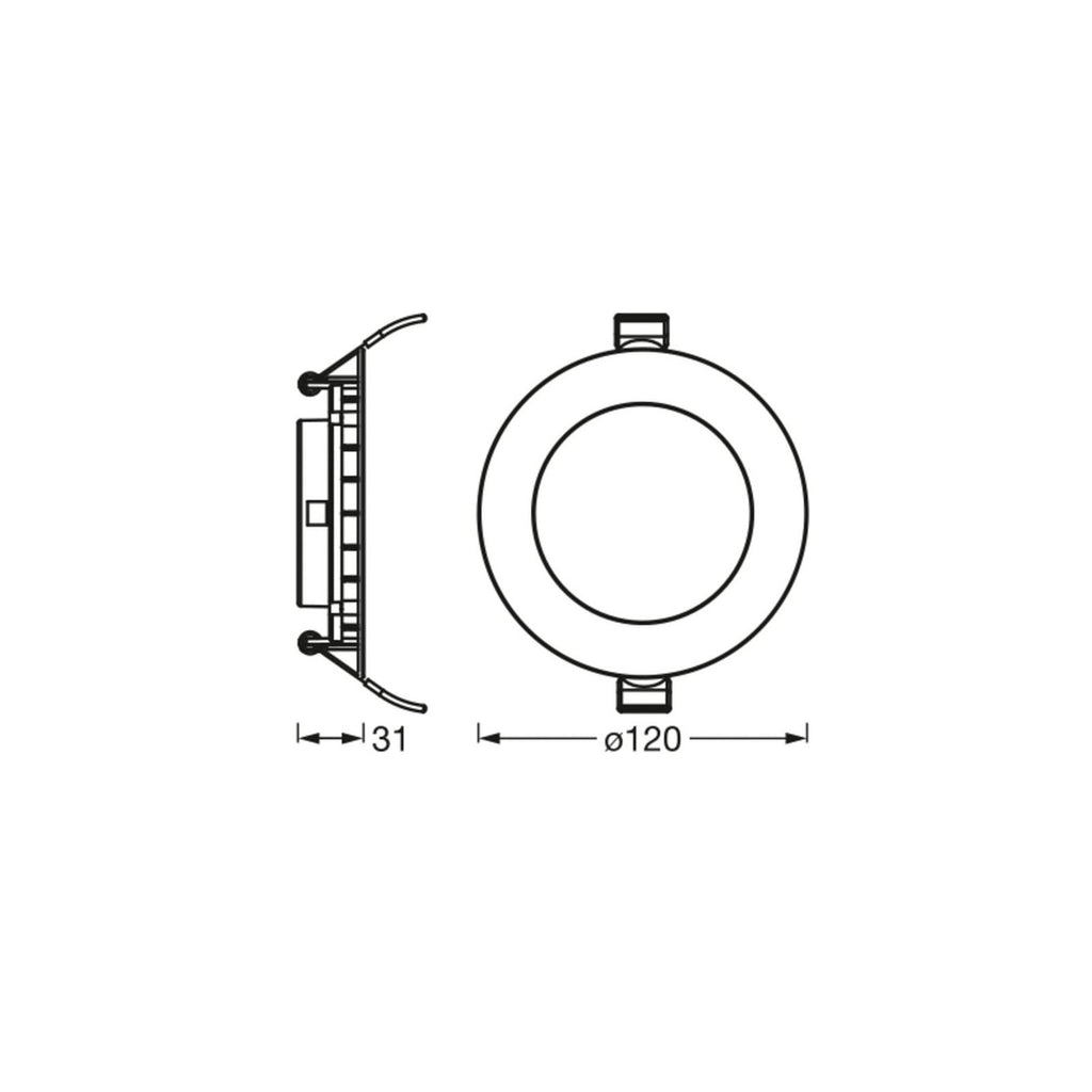 LED innbyggingsspot SLIM rund plast Ø12 cm 8W 4000K - OSRAM bakside