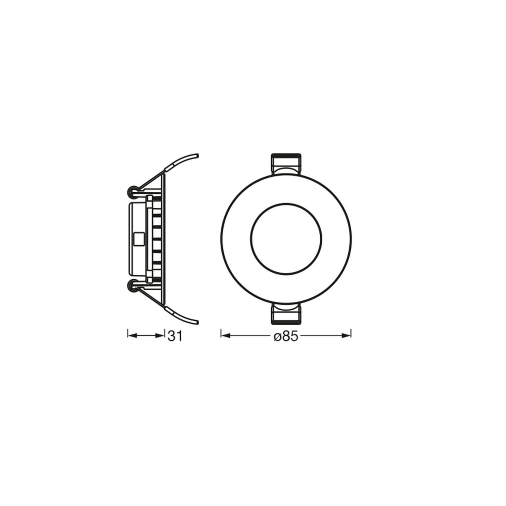 LED innbyggingsspot SLIM ultraslank hvit Ø8,5 cm 3000K - OSRAM bakside