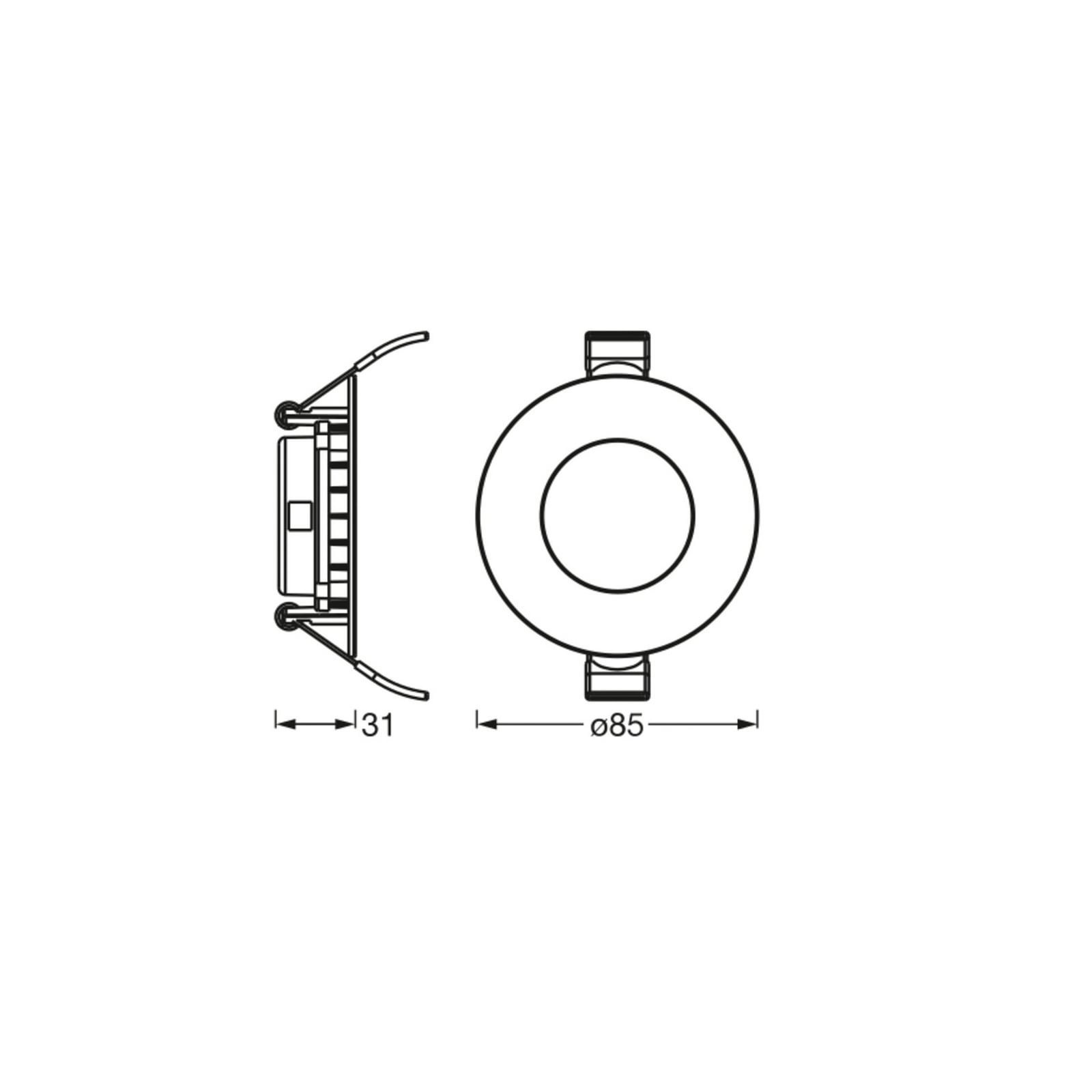 LED innbyggingsspot SLIM ultraslank hvit Ø8,5 cm 3000K - OSRAM bakside