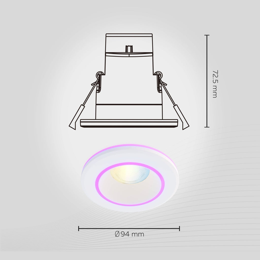 LED innbyggingsspot Smart Halo CCT RGB dimbar IP44 hvit detalj