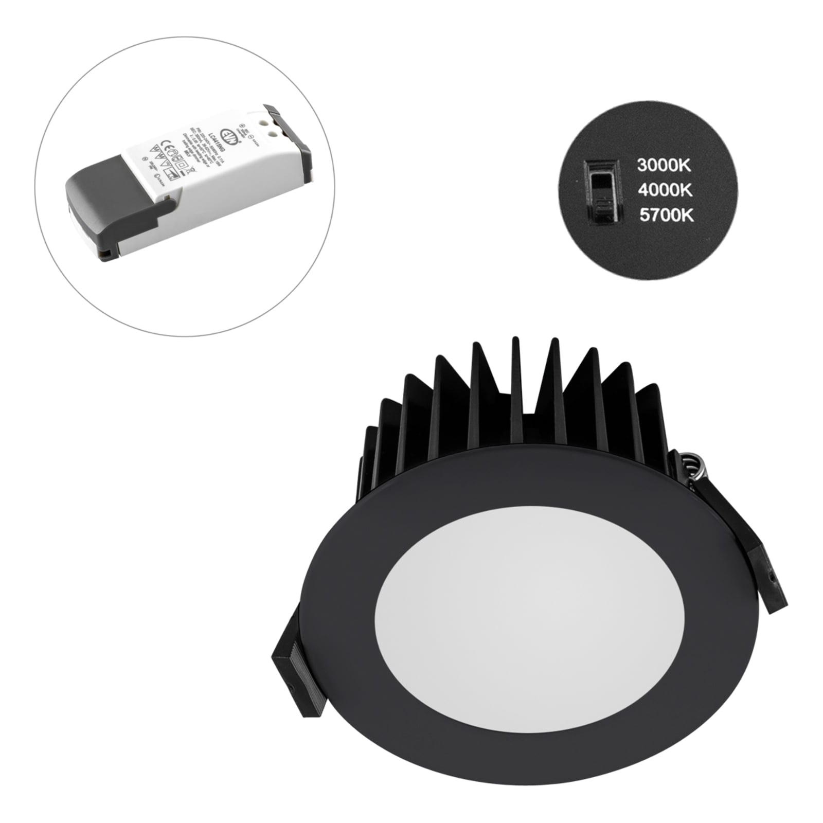 LED innbyggingsspot Solido85 dimbar CCT IP44 antrasitt bakside