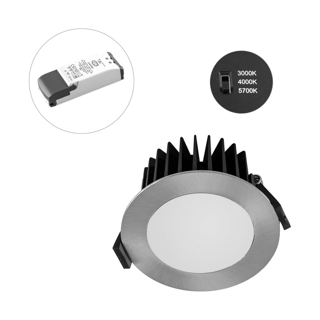 LED innbyggingsspot Solido85 dimbar CCT IP44 krom Ø10 cm bakside