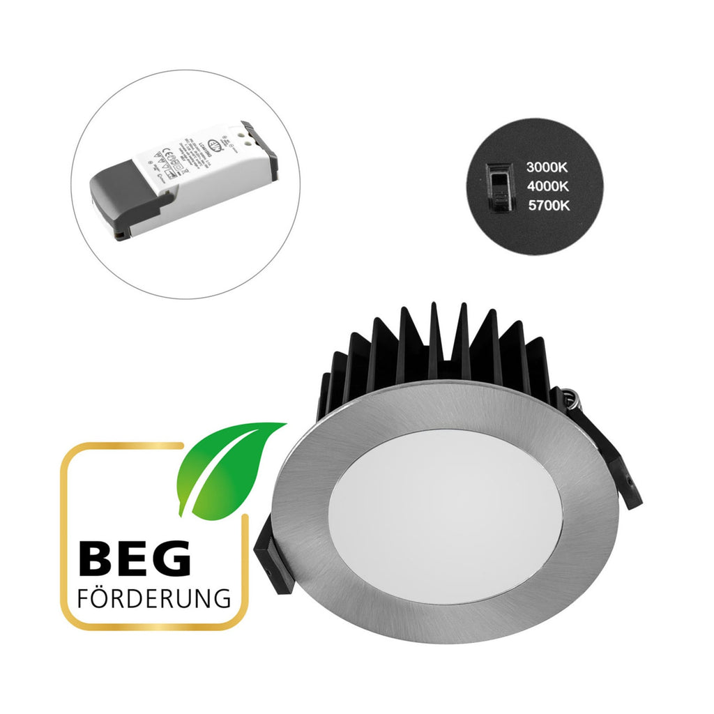 LED innbyggingsspot Solido85 dimbar CCT IP44 krom Ø10 cm nærbilde
