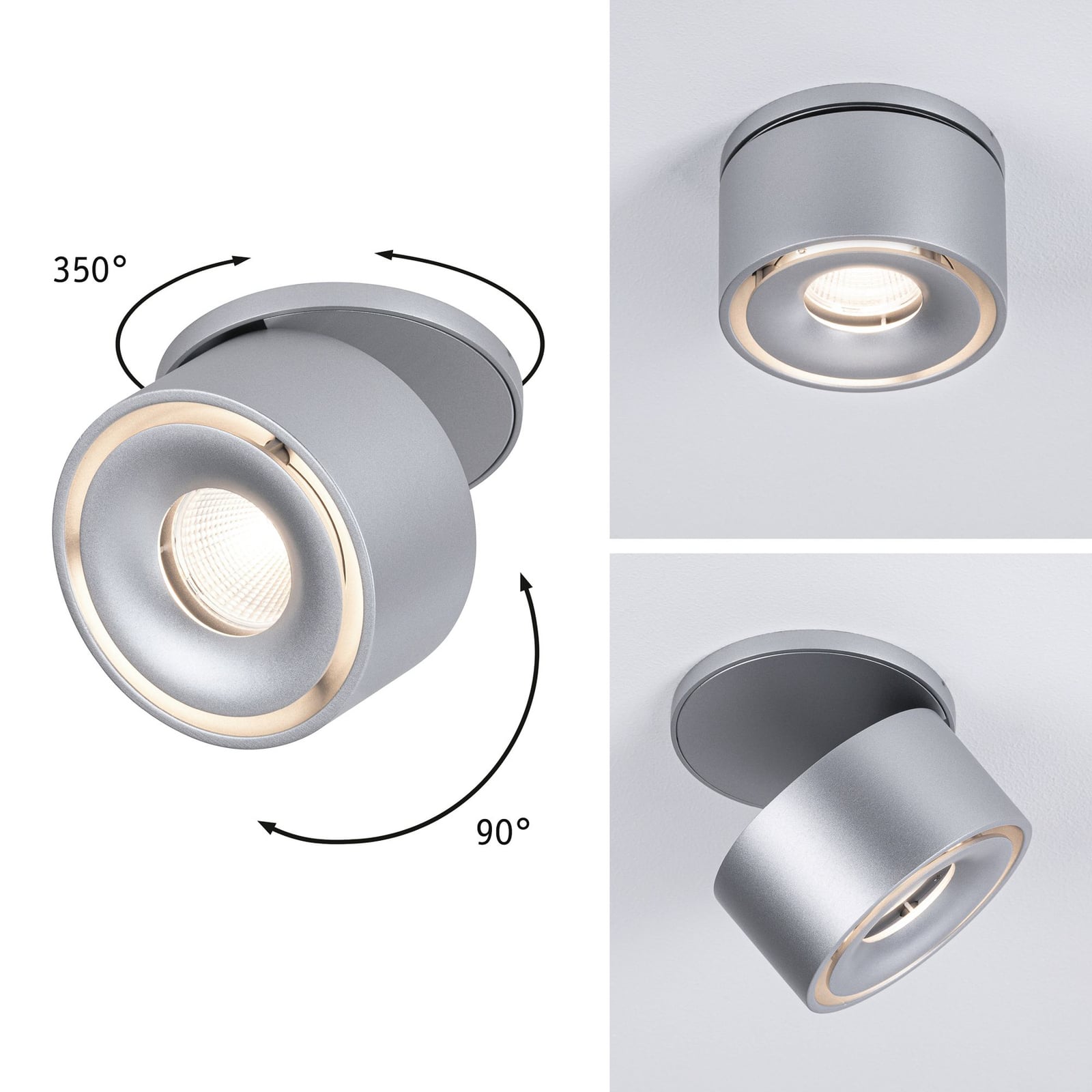 LED innbyggingsspot Spircle matt krom svingbar forfra