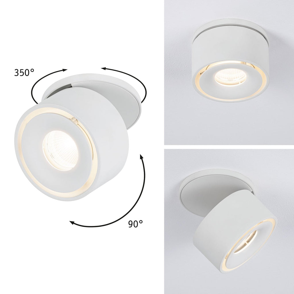 LED innbyggingsspot Spircle svingbar hvit matt front