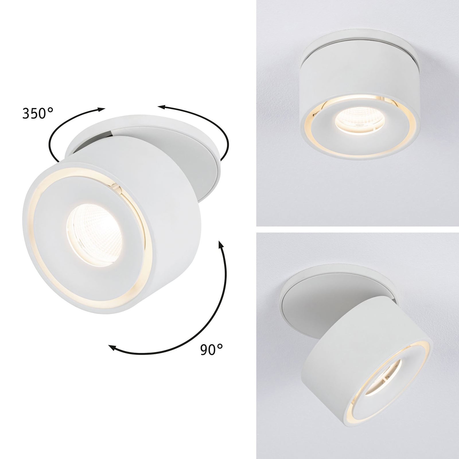 LED innbyggingsspot Spircle svingbar hvit matt lysretting