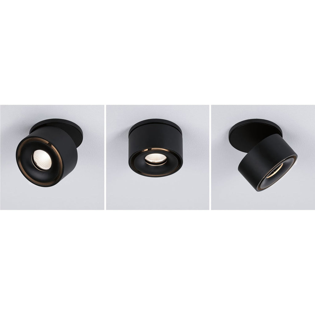 LED innbyggingsspot Spircle svingbar svart matt Ø7,8 cm lysdetalj