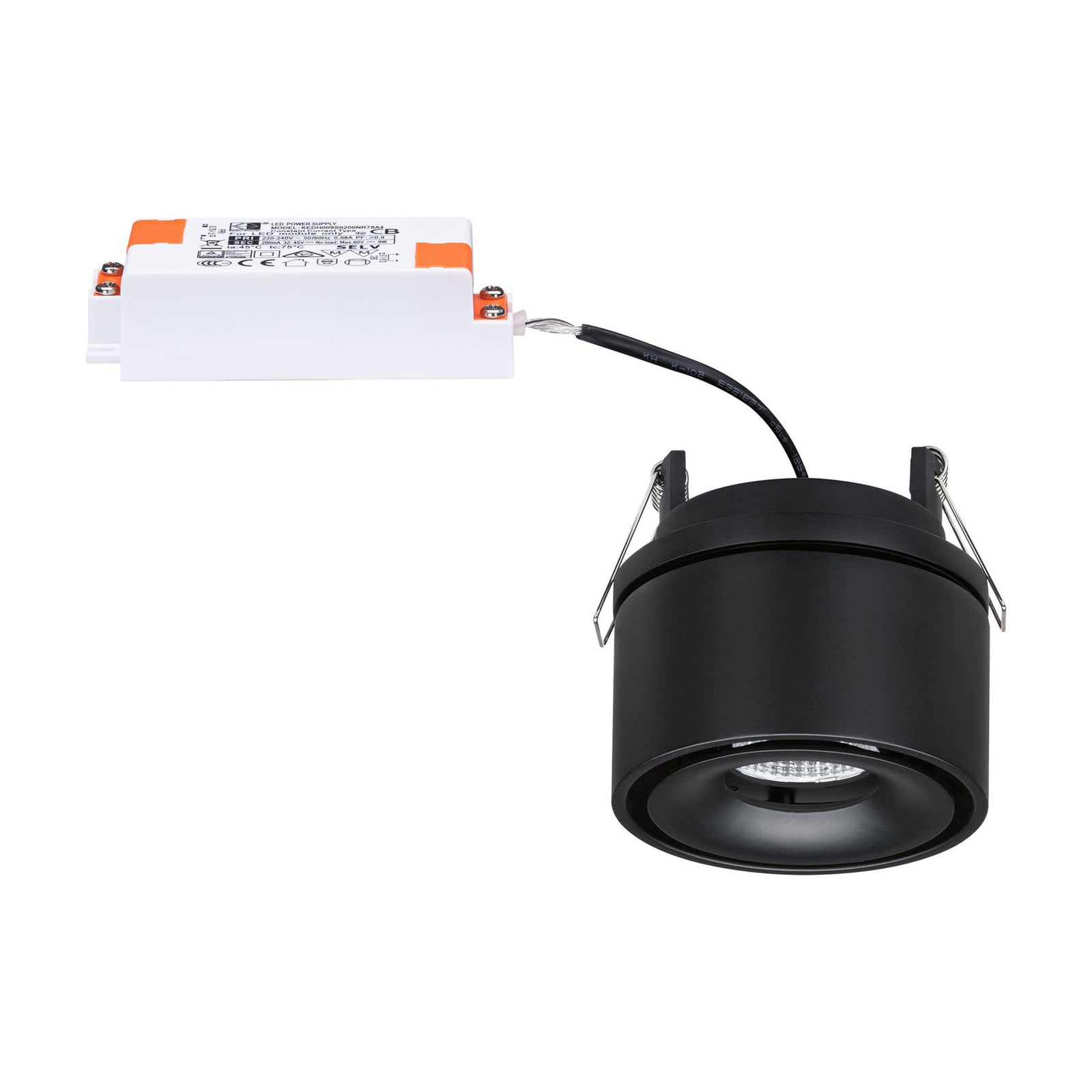 LED innbyggingsspot Spircle svingbar svart matt Ø7,8 cm side