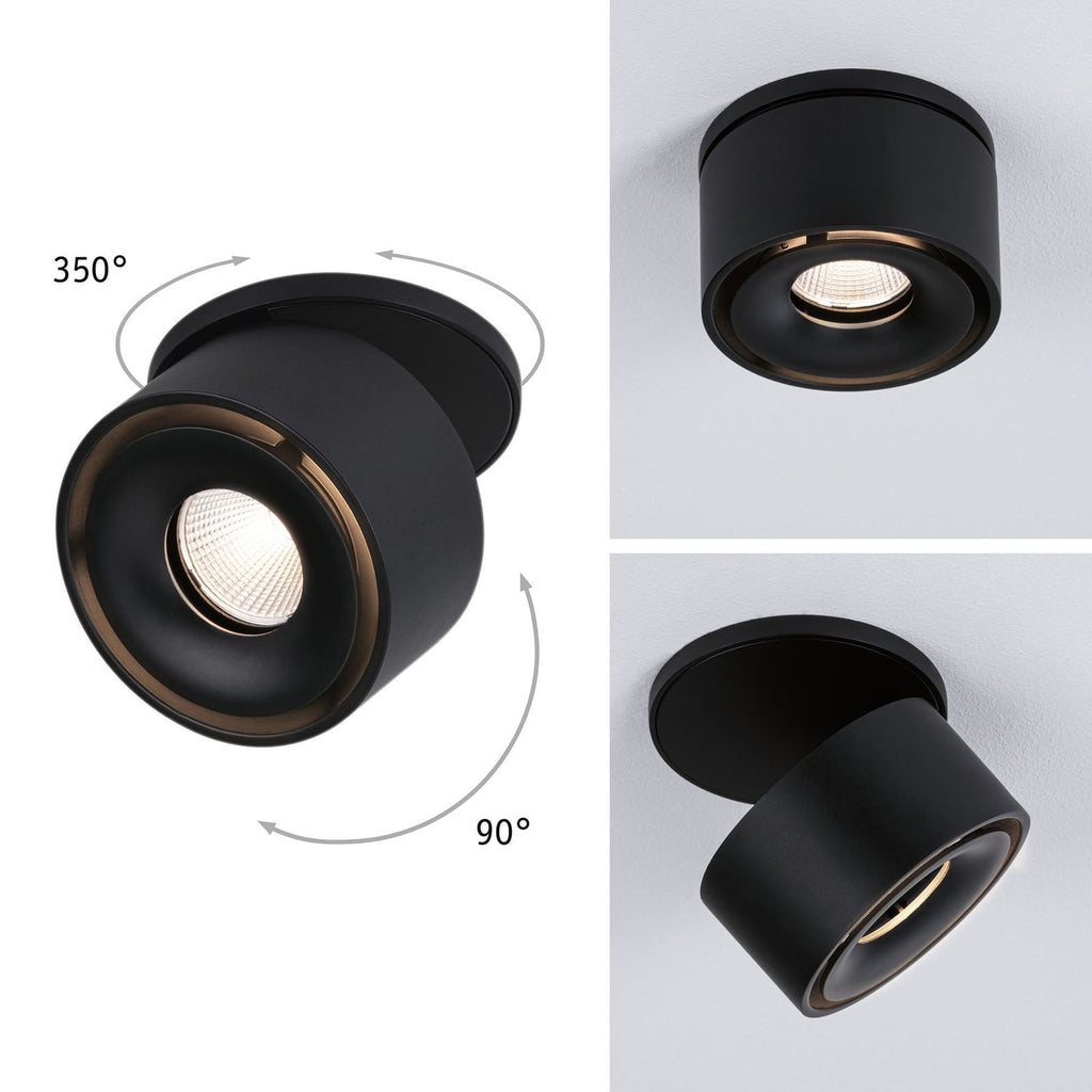 LED innbyggingsspot Spircle svingbar svart matt Ø7,8 cm installasjon