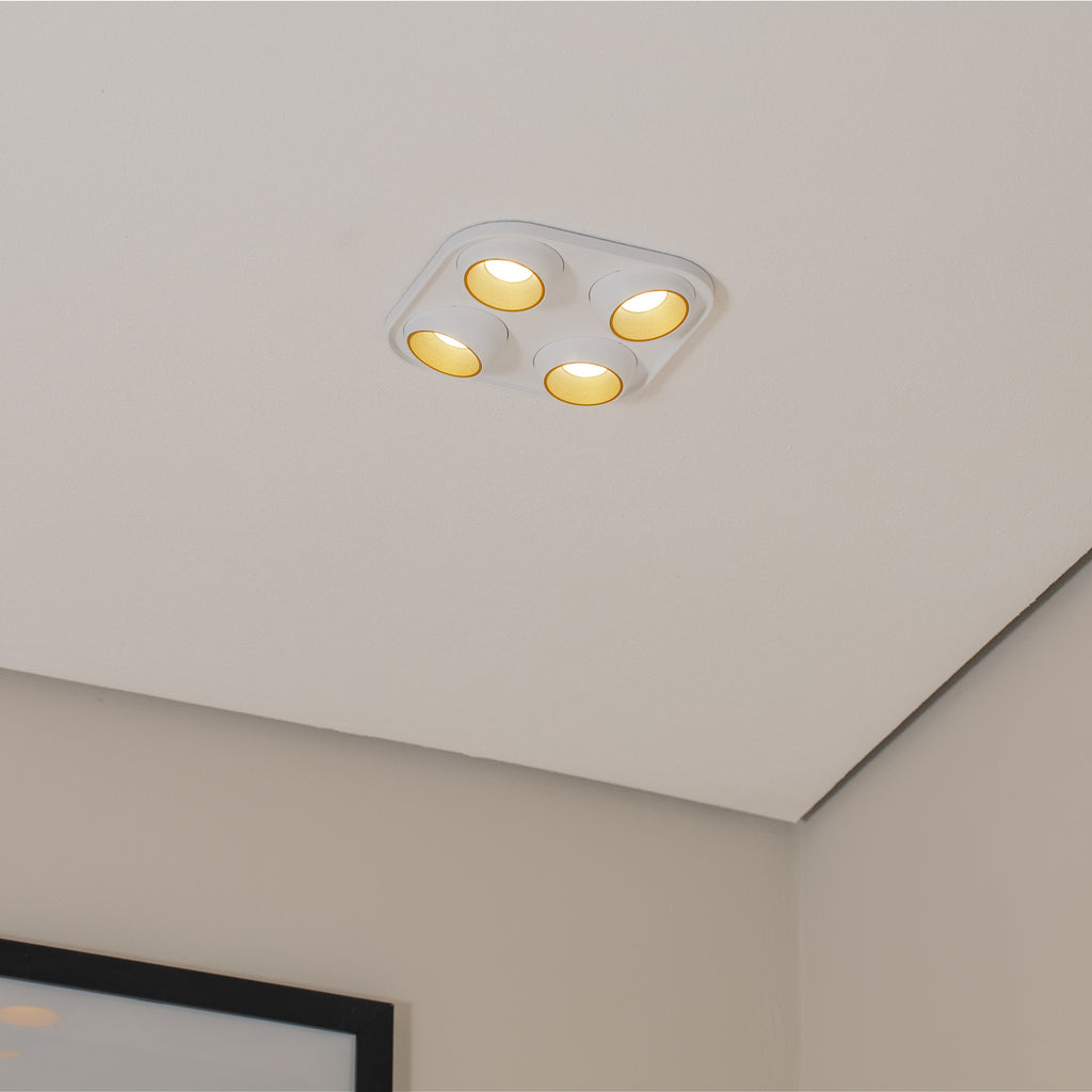 LED innbyggingsspot Studio Line 4-lys hvit/messing DALI dimbar bakside