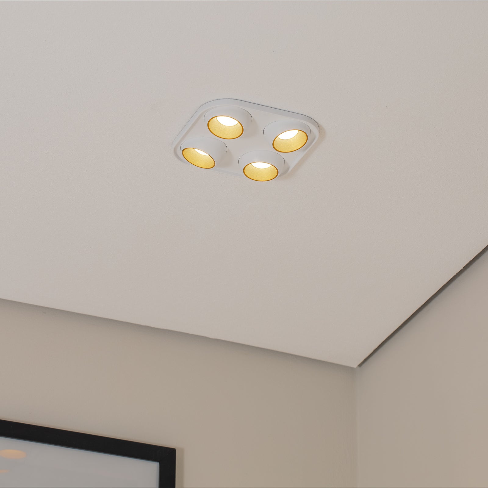 LED innbyggingsspot Studio Line 4-lys hvit/messing DALI dimbar bakside