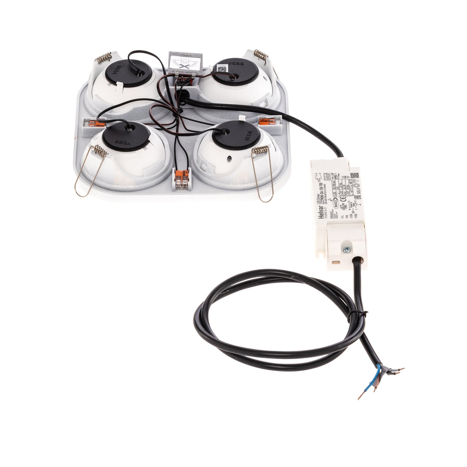 LED innbyggingsspot Studio Line 4-lys hvit/messing DALI dimbar vinklet lyskaster
