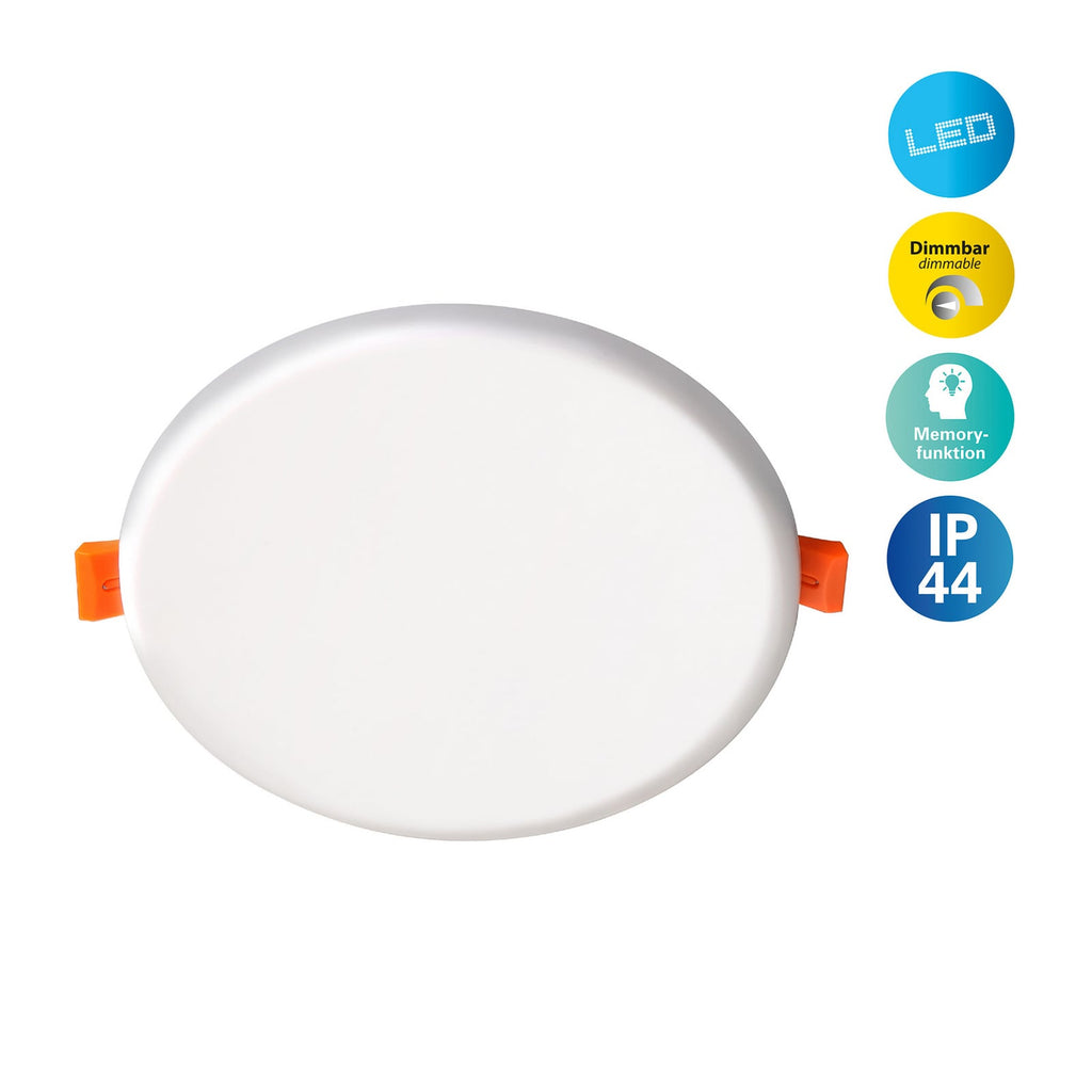 Montert LED innbyggingsspot Suma dimbar Ø15,5 cm hvit IP44 11W i tak